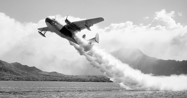 A Mariner performs a rocket-assisted takeoff